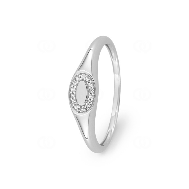 Signet Ring 375/9 K White Gold oval with Cubic Zirconia - 197531.Z1