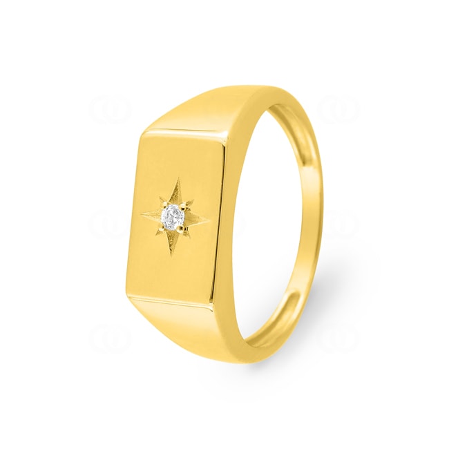 Siegelring 750/18 K Gelbgold Kompass mit Zirkonia - 1.7129.Z0