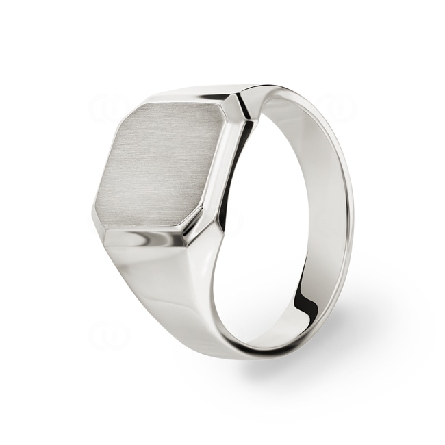 Signet Ring 750/18 K White Gold, 12 x 11mm - PR08755-WG
