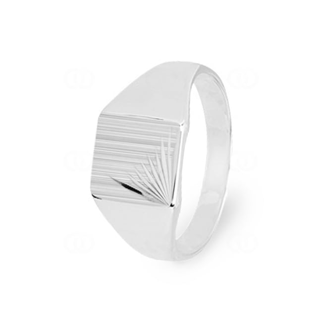 Signet Ring 925 Silver faceted, 11 x 9mm - 337425