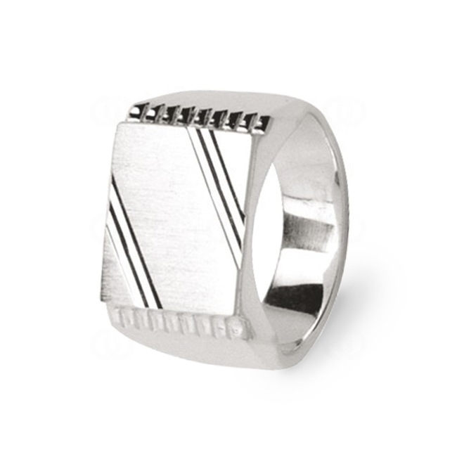 Signet Ring 925 Silver faceted 13 x 11mm - 307063