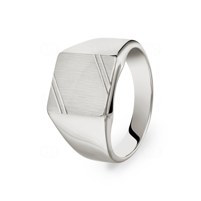 Chevalière Argent 925 brossé lapidé, 12.5 x 14mm - 307064