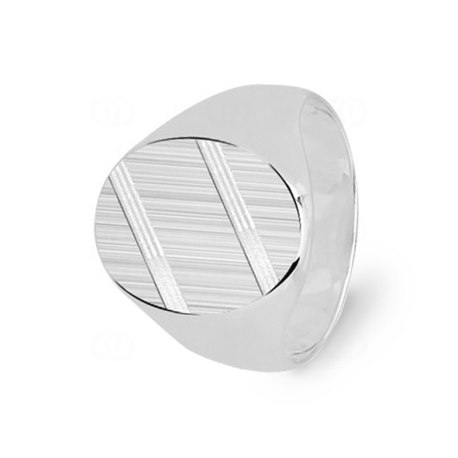 Signet Ring 925 Silver brushed & faceted 17 x 13mm - 337576