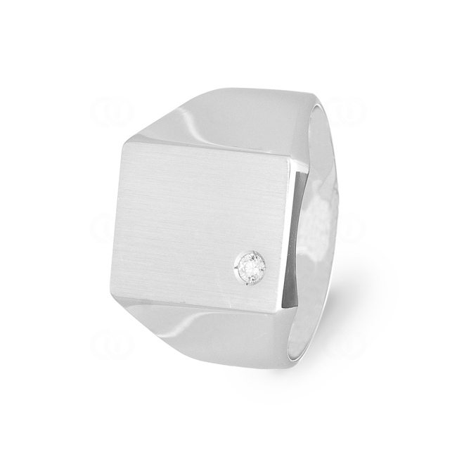 Signet Ring 925 Silver rhodium-plated with Cubic Zirconia 2mm - 337595.1