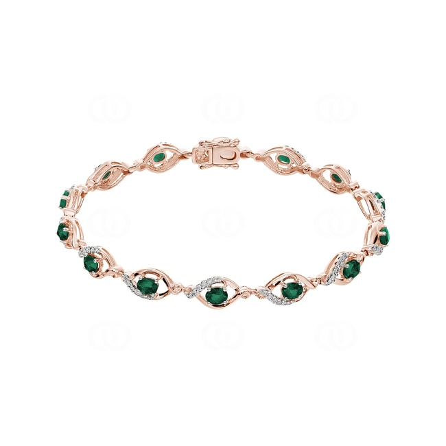 Emerald Bracelet 750/18 K Rose Gold with Diamonds 0.44 ct H/si - AR-44034-SMA-RG