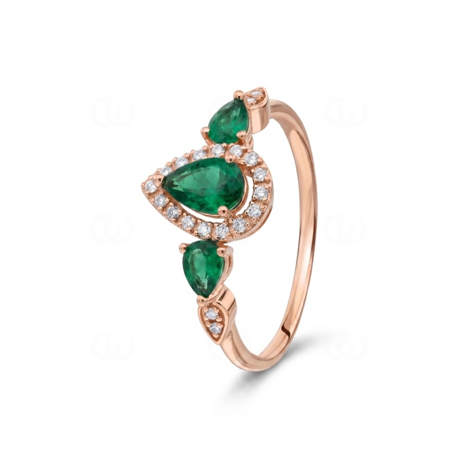 Bague émeraude or rosé 750/18 ct avec diamants 0.09 ct - RI-73768-SMA-RG