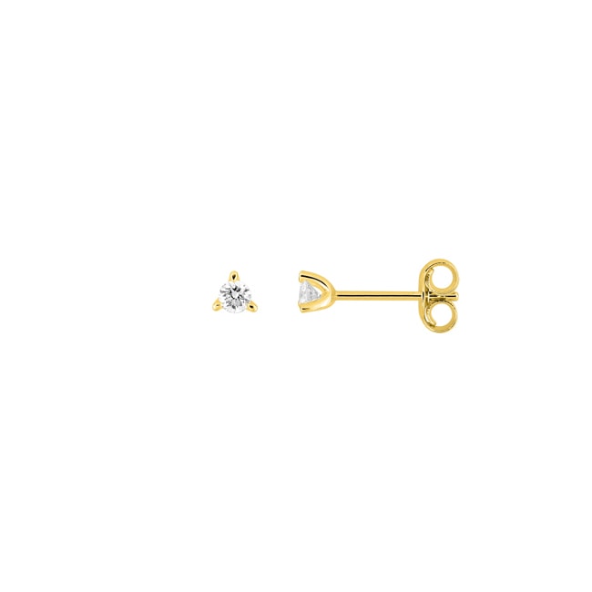 Clous d'oreilles solitaire or jaune 375/9 ct avec diamants de laboratoire 0.10 ct - 9KLGD047Y