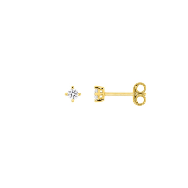 Solitaire Stud Earrings 375/9 K Yellow Gold with Lab Grown Diamonds 0.10 ct - 9KLGD240Y