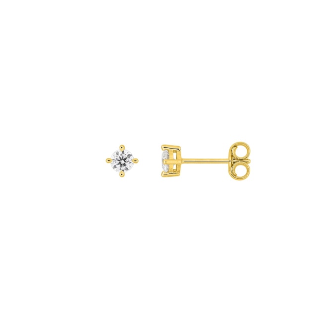 Solitaire Stud Earrings 375/9 K Yellow Gold with Lab Grown Diamonds 0.20 ct - 9KLGD241Y
