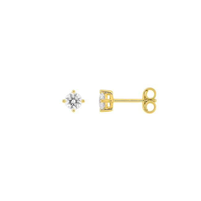 Clous d'oreilles solitaire or jaune 375/9 ct avec diamants de laboratoire 0.30 ct - 9KLGD242Y