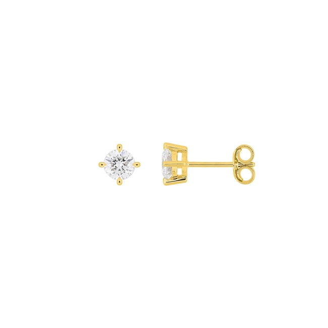 Solitaire Stud Earrings 375/9 K Yellow Gold with Lab Grown Diamonds 0.50 ct - 9KLGD244Y