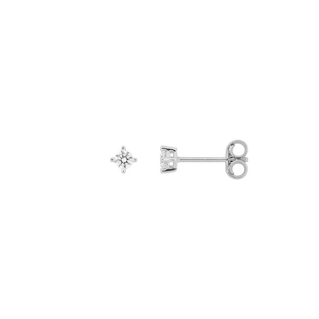 Solitaire Stud Earrings 375/9 K White Gold with Lab Grown Diamonds 0.10 ct - 9KLGD240W
