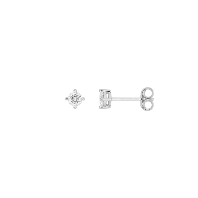 Solitaire Stud Earrings 375/9 K White Gold with Lab Grown Diamonds 0.20 ct - 9KLGD241W