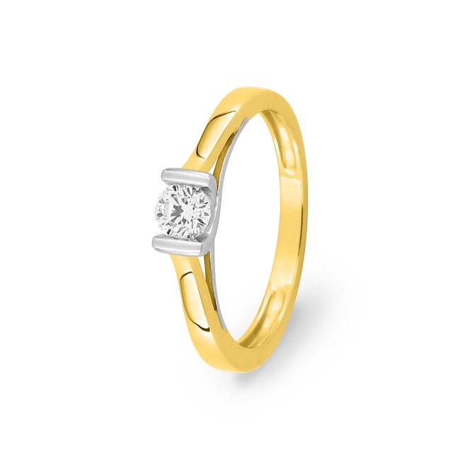 Bague solitaire or bicolore 375/9 ct avec diamant de laboratoire 0.25 ct - 9KLGD039X