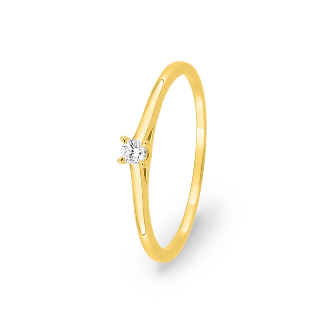 Solitärring 375/9 K Gelbgold mit Lab Grown Diamant 0.05 ct - 9KLGD020Y
