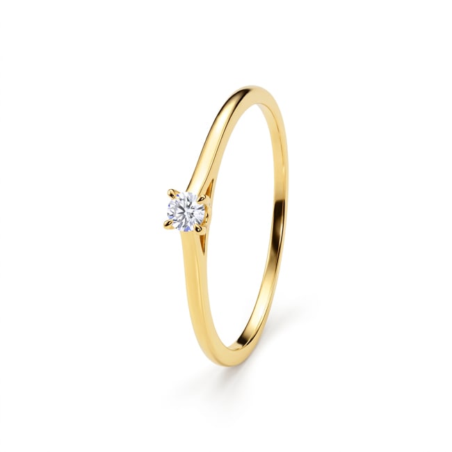 Solitärring 375/9 K Gelbgold mit Lab Grown Diamant 0.05 ct - 9KLGD020Y