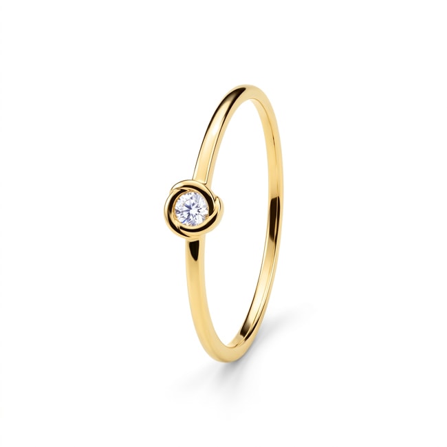 Bague solitaire or jaune 375/9 ct avec diamant de laboratoire 0.05 ct - 9KLGD094Y