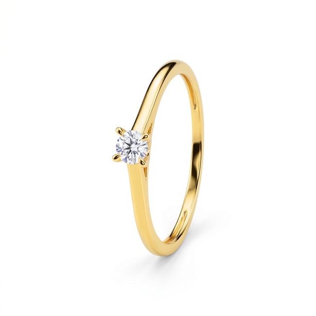 Solitaire Ring 375/9 K Yellow Gold with Lab Grown Diamond 0.10 ct - 9KLGD021Y