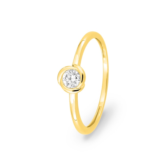 Bague solitaire or jaune 375/9 ct avec diamant de laboratoire 0.15 ct - 9KLGD096Y