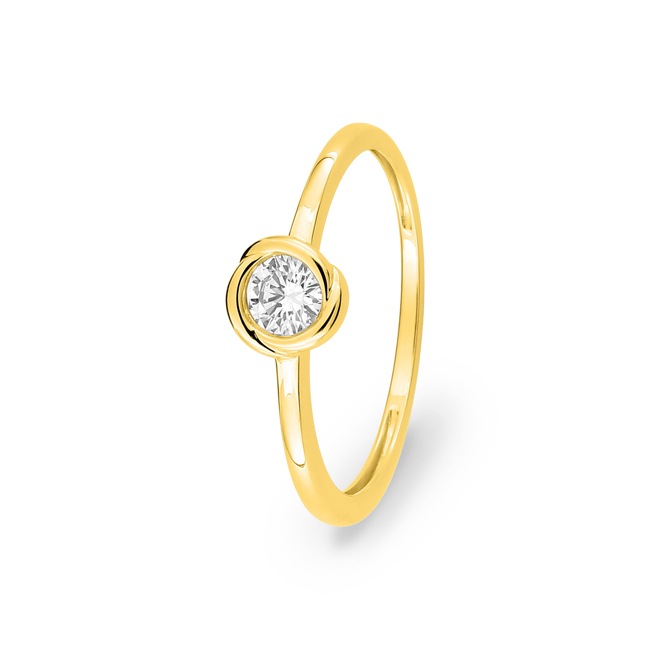 Bague solitaire or jaune 375/9 ct avec diamant de laboratoire 0.20 ct - 9KLGD097Y