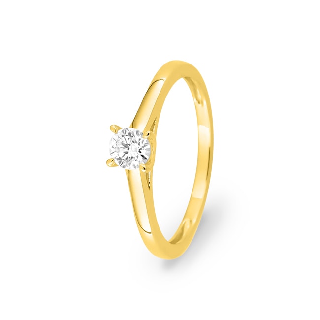 Bague solitaire or jaune 375/9 ct avec diamant de laboratoire 0.25 ct - 9KLGD024Y