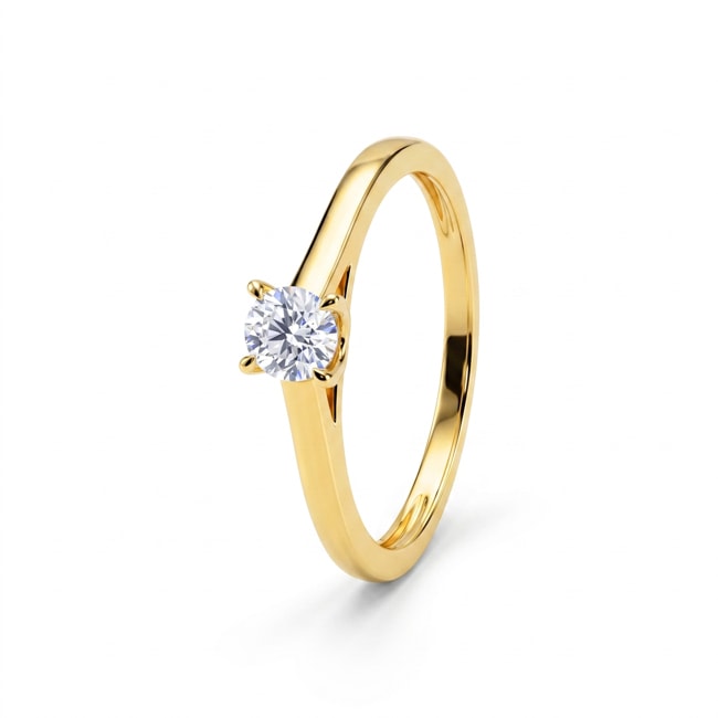 Bague solitaire or jaune 375/9 ct avec diamant de laboratoire 0.25 ct - 9KLGD024Y