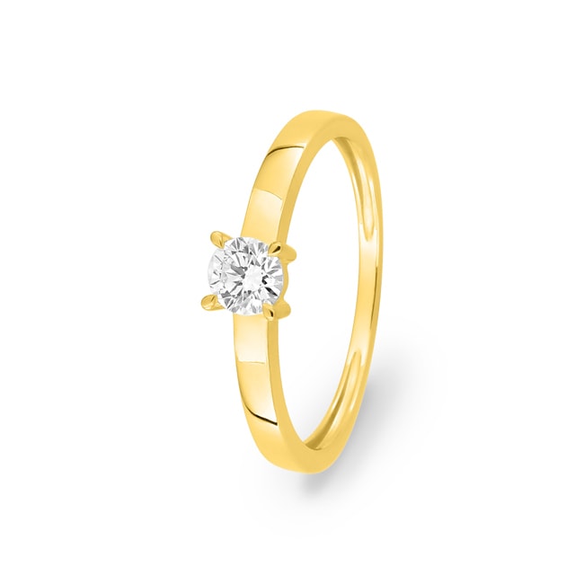 Solitaire Ring 375/9 K Yellow Gold with Lab Grown Diamond 0.25 ct - 9KLGD029Y