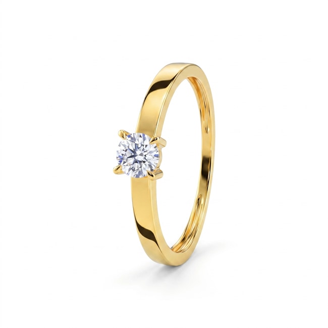 Solitaire Ring 375/9 K Yellow Gold with Lab Grown Diamond 0.25 ct - 9KLGD029Y