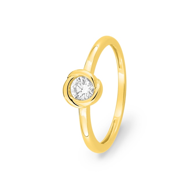 Bague solitaire or jaune 375/9 ct avec diamant de laboratoire 0.25 ct - 9KLGD098Y