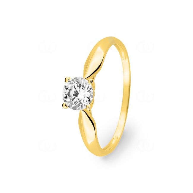 Solitaire Ring 375/9 K Yellow Gold with Cubic Zirconia in 4 Prongs - 09SC90JZ