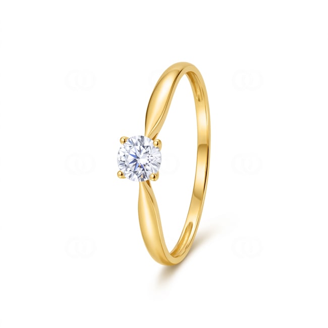Bague solitaire or jaune 375/9 ct avec zircone en 4 griffes - 09SG37JZ