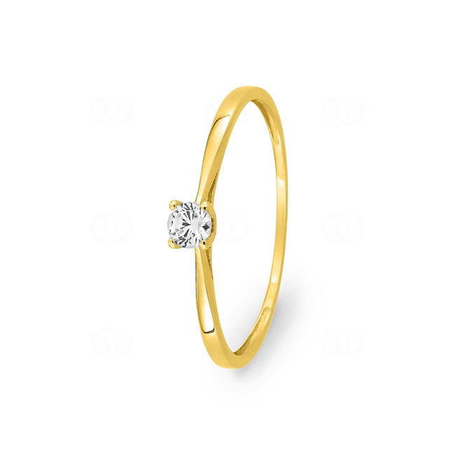 Bague solitaire or jaune 375/9 ct avec zircone en 4 griffes Bague solitaire or jaune 375/9 ct avec zircone en 4 griffes - 09SH03JZ