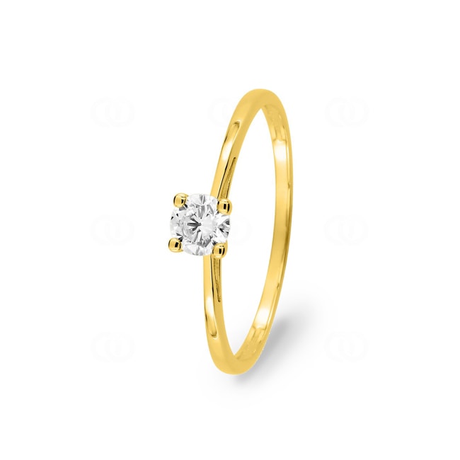 Bague solitaire or jaune 375/9 ct avec zircone en 4 griffes - 193060.Z0