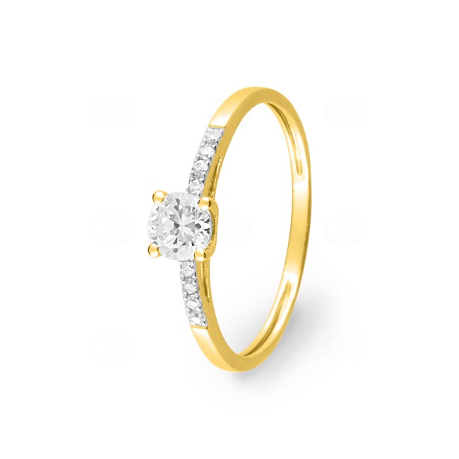 Bague solitaire accompagné or jaune 375/9 ct avec zircones - 197388.Z3