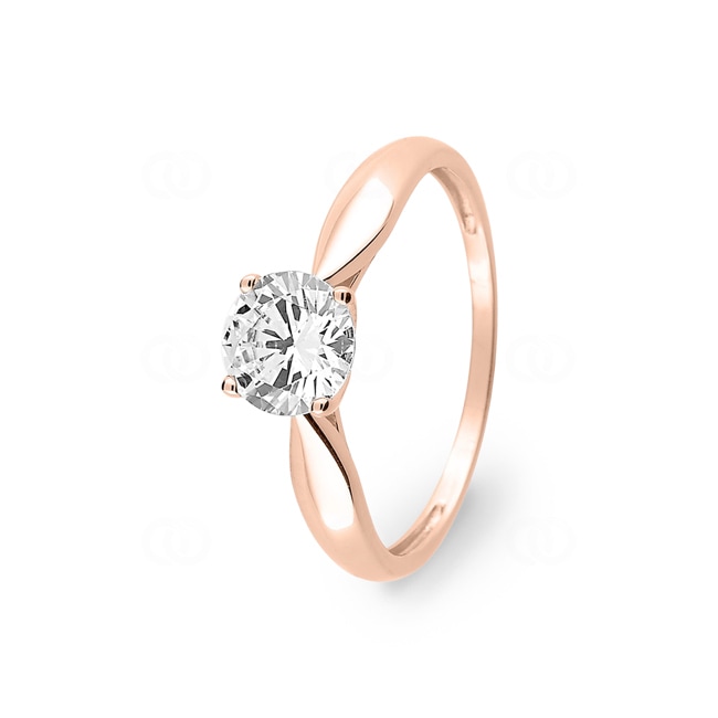 Solitaire Ring 375/9 K Rose Gold with Cubic Zirconia in 4 Prongs - 09SF42RZ