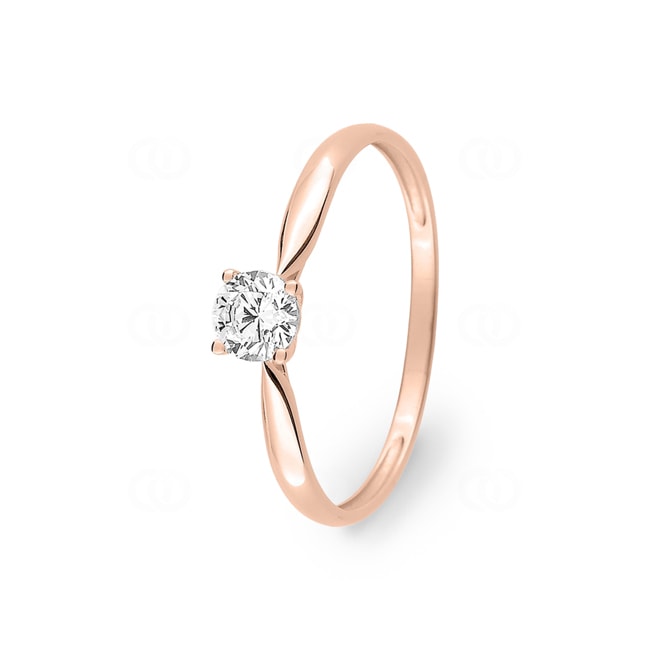 Solitaire Ring 375/9 K Rose Gold with Cubic Zirconia in 4 Prongs - 09SG37RZ