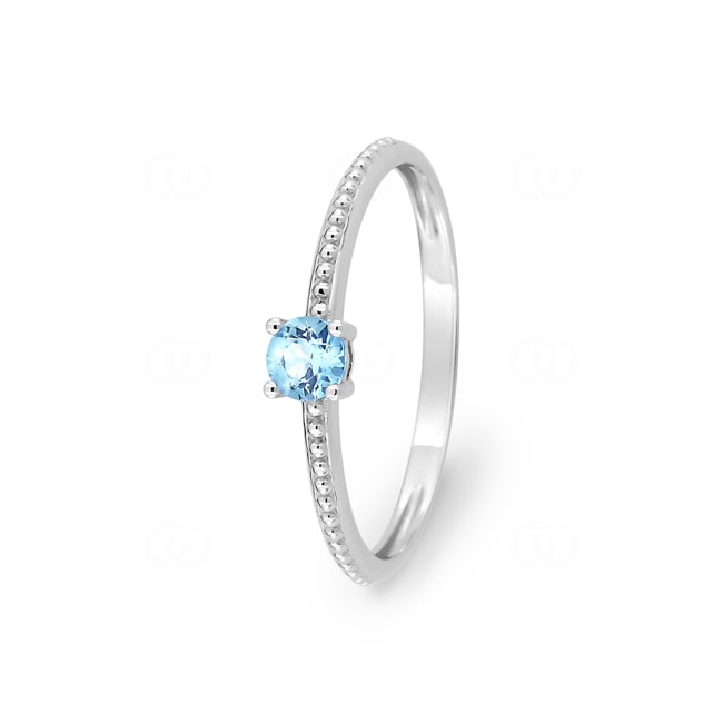 Solitaire Ring 375/9 K White Gold with round Blue Topaz - 197456.T1