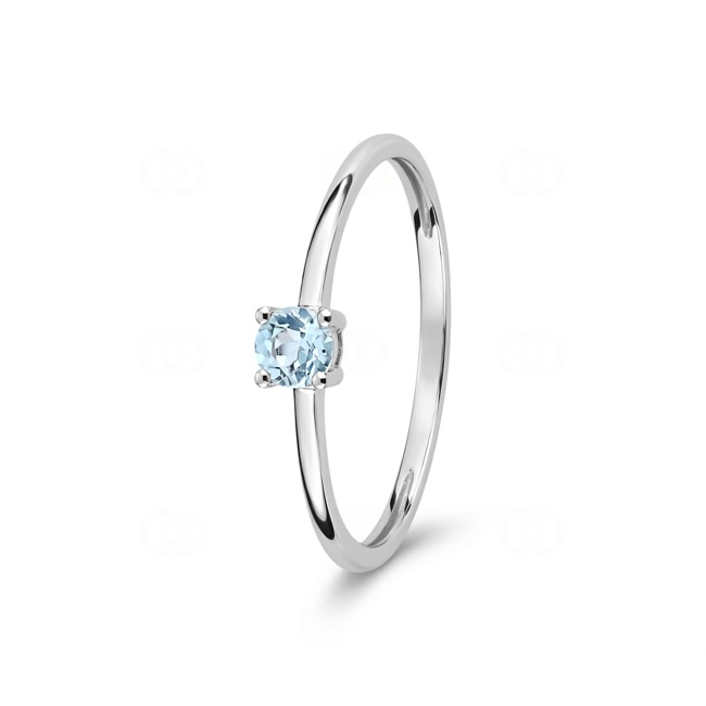 Solitärring 375/9 K Weissgold mit Blautopas rund - 197458.T1