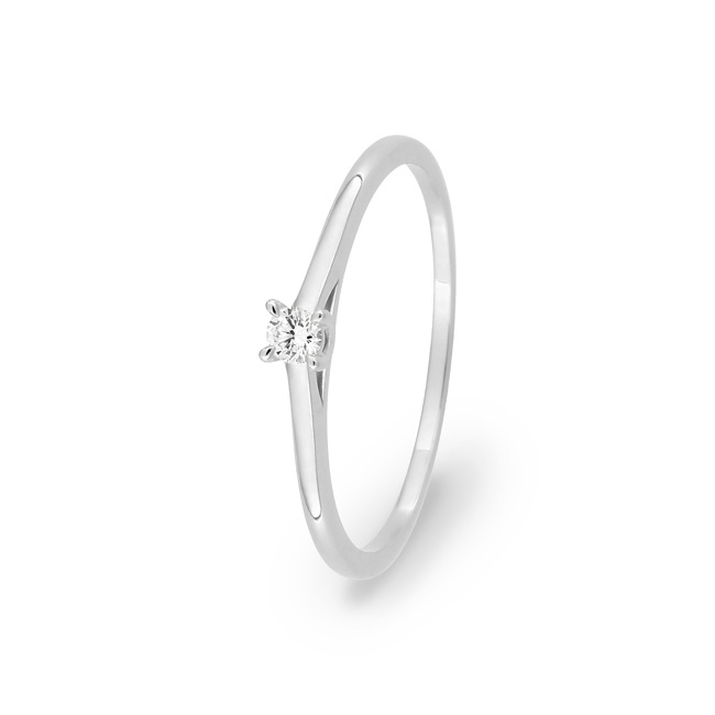 Solitärring 375/9 K Weissgold mit Lab Grown Diamant 0.05 ct - 9KLGD020W