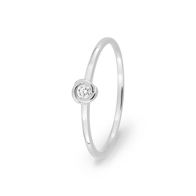 Bague solitaire or gris 375/9 ct avec diamant de laboratoire 0.05 ct - 9KLGD094W