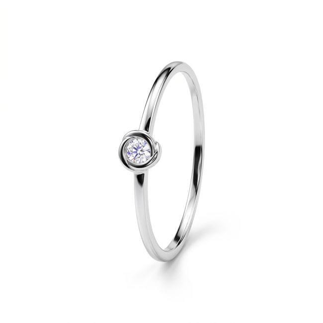 Bague solitaire or gris 375/9 ct avec diamant de laboratoire 0.05 ct - 9KLGD094W