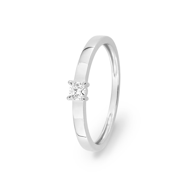 Solitärring 375/9 K Weissgold mit Lab Grown Diamant 0.10 ct - 9KLGD026W