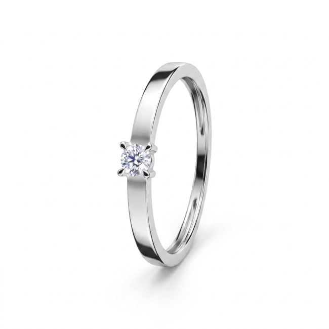 Bague solitaire or gris 375/9 ct avec diamant de laboratoire 0.10 ct - 9KLGD026W