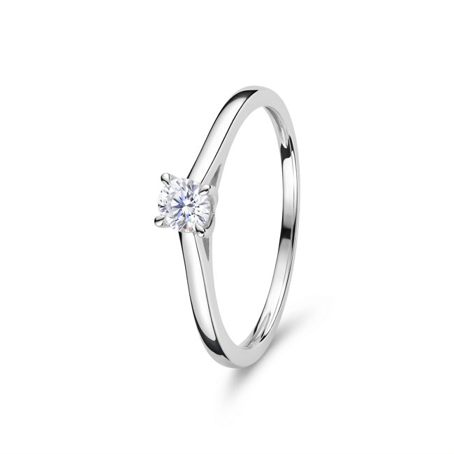 Bague solitaire or gris 375/9 ct avec diamant de laboratoire 0.15 ct - 9KLGD022W