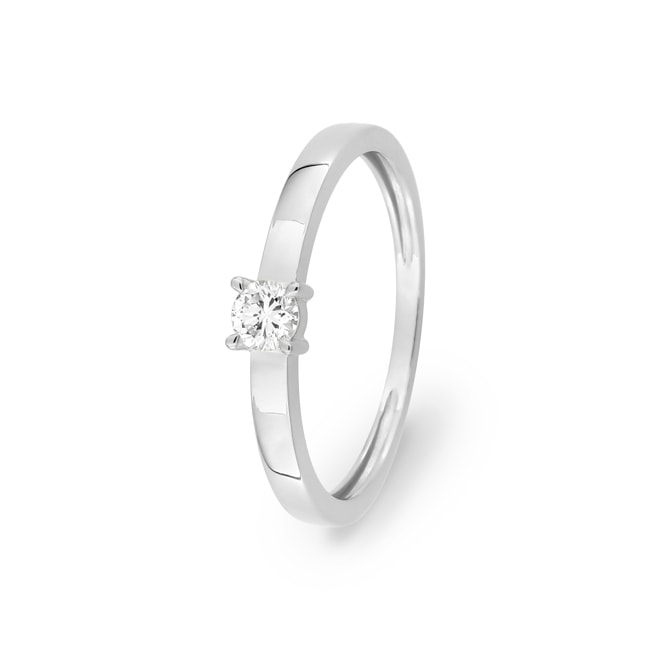 Solitärring 375/9 K Weissgold mit Lab Grown Diamant 0.15 ct - 9KLGD027W