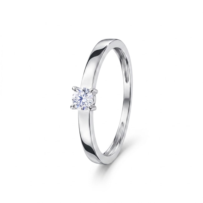 Bague solitaire or gris 375/9 ct avec diamant de laboratoire 0.15 ct - 9KLGD027W