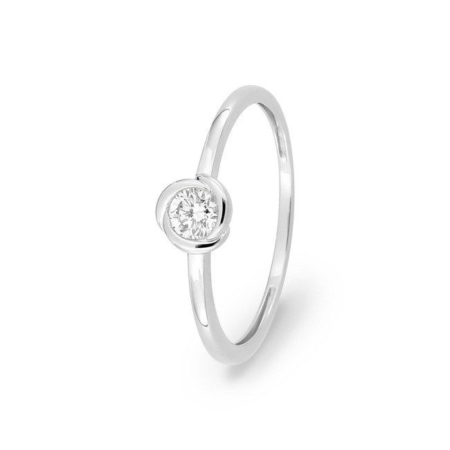 Bague solitaire or gris 375/9 ct avec diamant de laboratoire 0.15 ct - 9KLGD096W