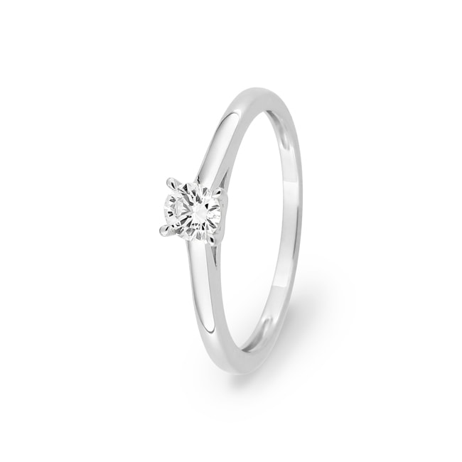 Bague solitaire or gris 375/9 ct avec diamant de laboratoire 0.20 ct - 9KLGD023W