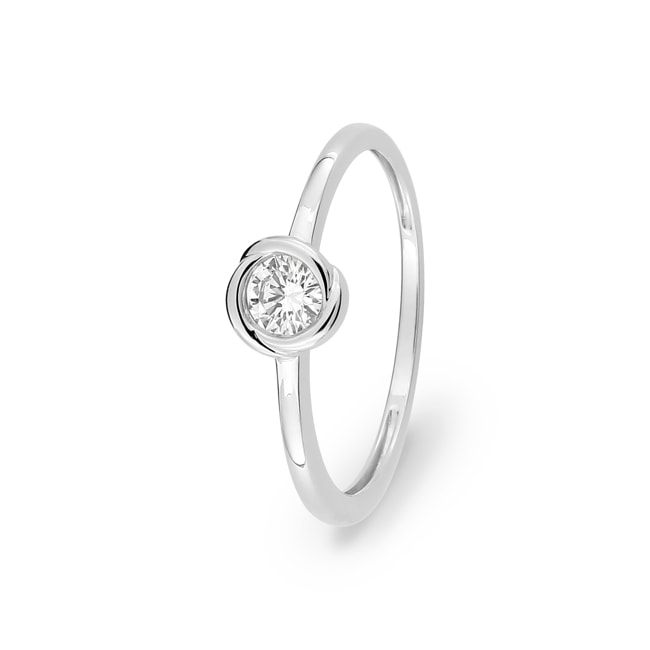 Bague solitaire or gris 375/9 ct avec diamant de laboratoire 0.20 ct - 9KLGD097W