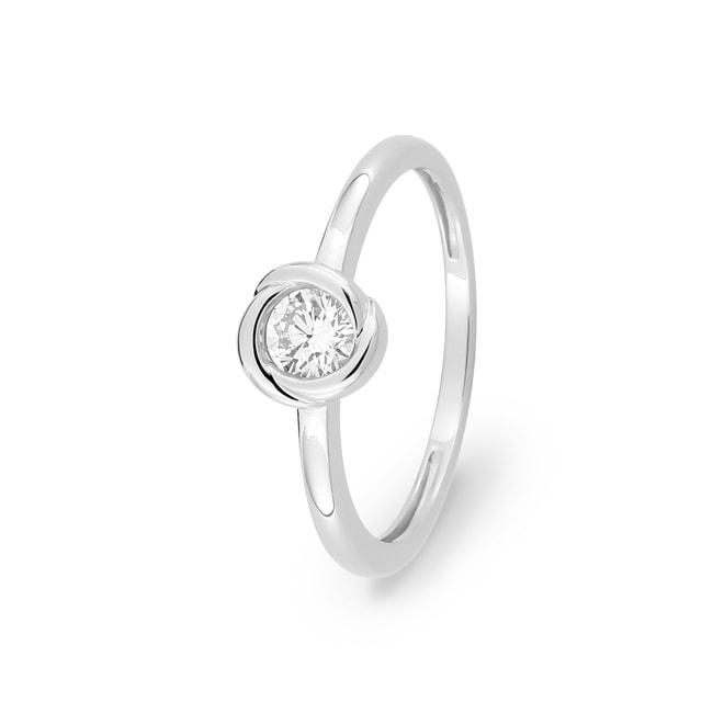 Bague solitaire or gris 375/9 ct avec diamant de laboratoire 0.25 ct - 9KLGD098W